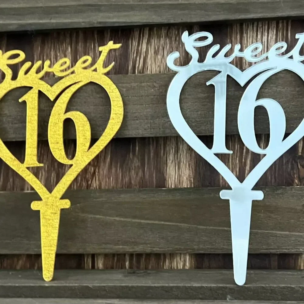 Plastic Heart Sweet 16 Cake Topper Birthday Decoration